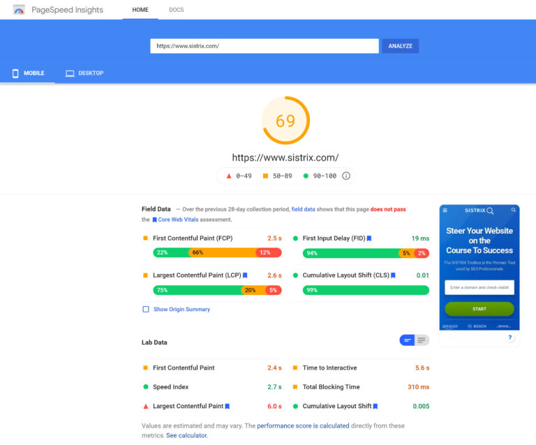 seo工具 PageSpeed insights